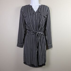 Dex Black and White Striped Long Sleeve Shirt Dress Size XS
